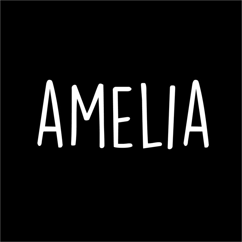 Vinyl Wall Art Decal Girls Custom Name - ’Amelia’ Custom Text Name - 12" x 33" - Girls Bedroom Vinyl Wall Decals - Cute Wall Art Decals for Baby Girl Nursery Room Decor (12" x 33"; White Text) 4