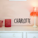 Vinyl Wall Art Decal Girls Custom Name - ’Charlotte’ Custom Text Name - 12" x 39" - Girls Bedroom Vinyl Wall Decals - Cute Wall Art Decals for Baby Girl Nursery Room Decor (12" x 39"; Black Text) 2