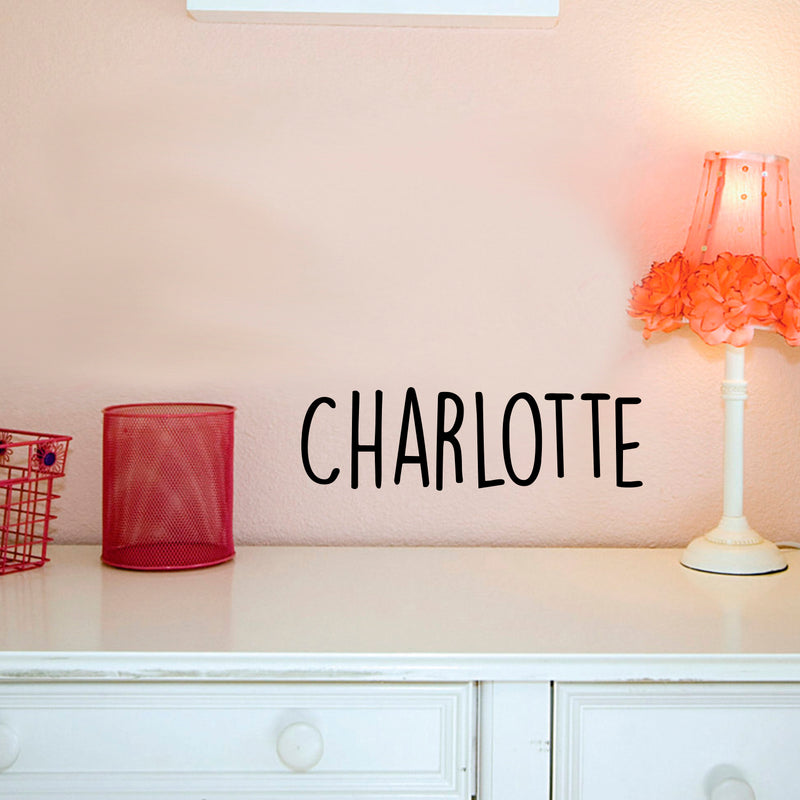 Vinyl Wall Art Decal Girls Custom Name - 'CHARLOTTE' Custom Text Name - Girls Bedroom Vinyl Wall Decals - Cute Wall Art Decals for Baby Girl Nursery Room Decor 2