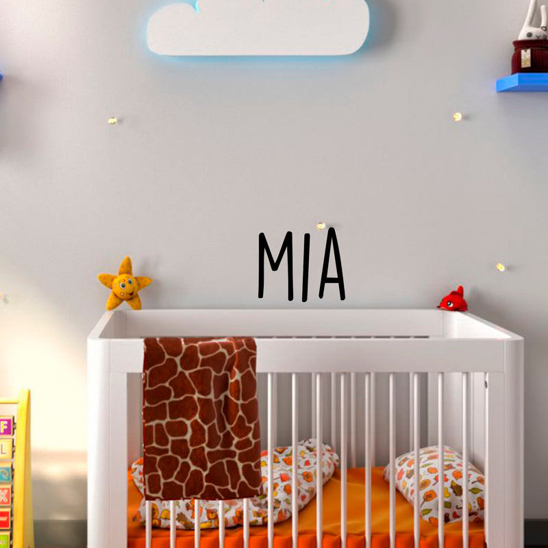 Vinyl Wall Art Decal Girls Custom Name - ’MIA’ Custom Text Name - 12" x 19" - Girls Bedroom Vinyl Wall Decals - Cute Wall Art Decals for Baby Girl Nursery Room Decor (12" x 19"; Black Text) 1