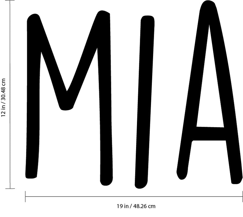 Vinyl Wall Art Decal Girls Custom Name - ’MIA’ Custom Text Name - 12" x 19" - Girls Bedroom Vinyl Wall Decals - Cute Wall Art Decals for Baby Girl Nursery Room Decor (12" x 19"; Black Text) 2