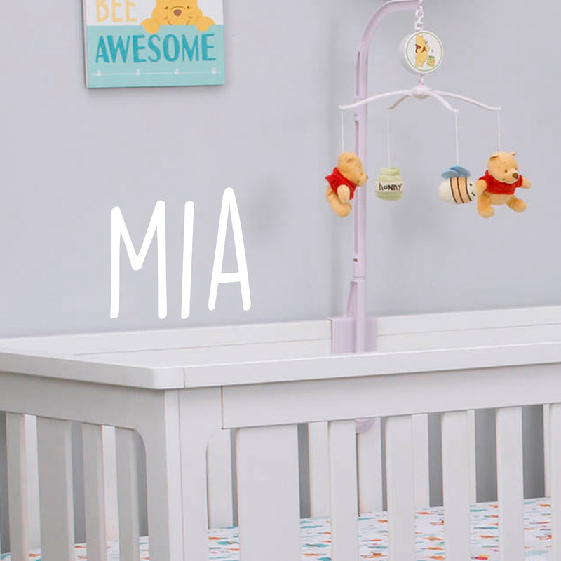 Vinyl Wall Art Decal Girls Custom Name - ’MIA’ Custom Text Name - 12" x 19" - Girls Bedroom Vinyl Wall Decals - Cute Wall Art Decals for Baby Girl Nursery Room Decor (12" x 19"; White Text) 3