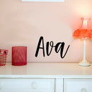 Vinyl Wall Art Decal Girls Custom Name - ’AVA’ Custom Text Name - 12" x 23" - Girls Bedroom Vinyl Wall Decals - Cute Wall Art Decals for Baby Girl Nursery Room Decor (12" x 23"; Black Cursive) 1