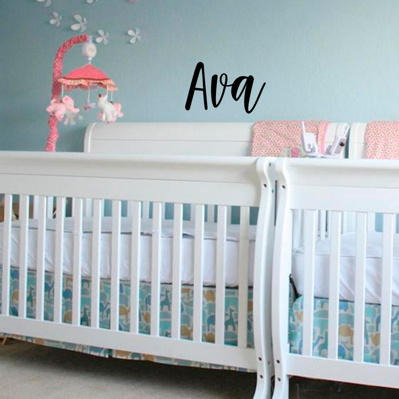 Vinyl Wall Art Decal Girls Custom Name - ’AVA’ Custom Text Name - Girls Bedroom Vinyl Wall Decals - Cute Wall Art Decals for Baby Girl Nursery Room Decor (12" x 19"; Black Text) 2