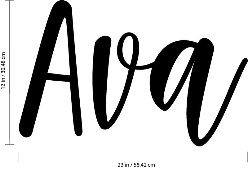 Vinyl Wall Art Decal Girls Custom Name - ’AVA’ Custom Text Name - 12" x 23" - Girls Bedroom Vinyl Wall Decals - Cute Wall Art Decals for Baby Girl Nursery Room Decor (12" x 23"; Black Cursive) 3