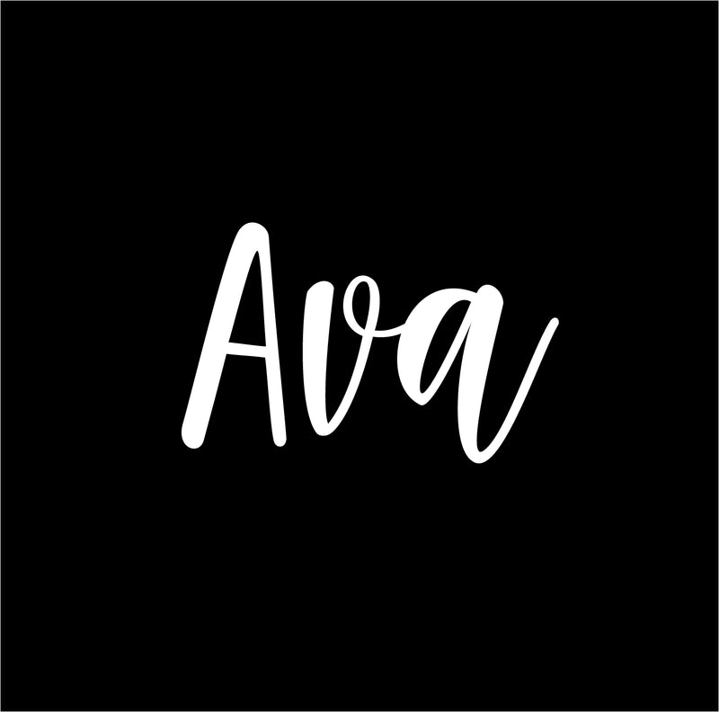 Vinyl Wall Art Decal Girls Custom Name - ’AVA’ Custom Text Name - 12" x 23" - Girls Bedroom Vinyl Wall Decals - Cute Wall Art Decals for Baby Girl Nursery Room Decor (12" x 23"; White Cursive) 4