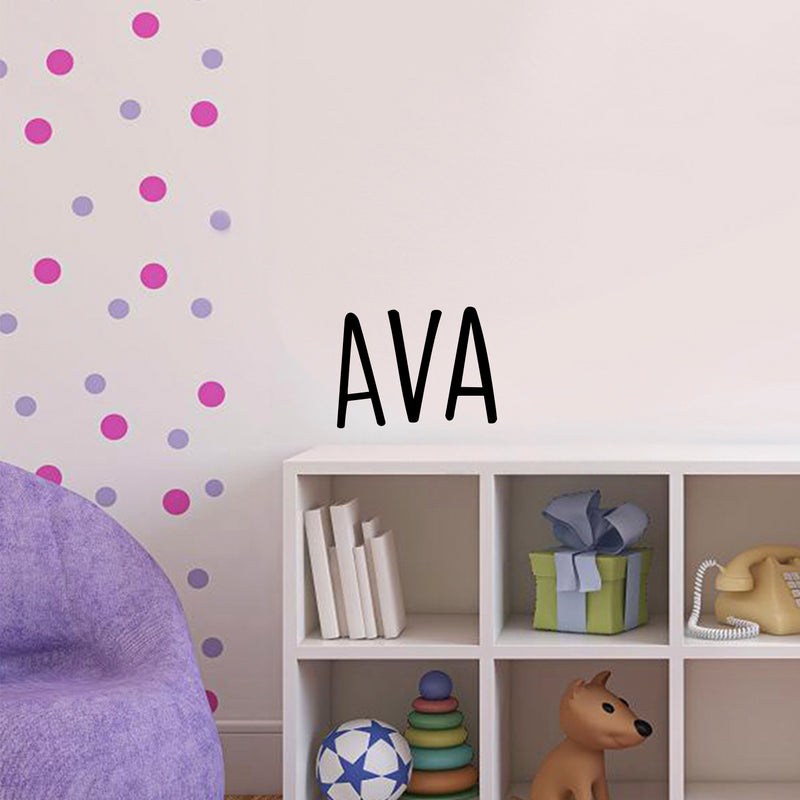 Vinyl Wall Art Decal Girls Custom Name - ’AVA’ Custom Text Name - 12" x 19" - Girls Bedroom Vinyl Wall Decals - Cute Wall Art Decals for Baby Girl Nursery Room Decor (12" x 19"; Black Text) 2