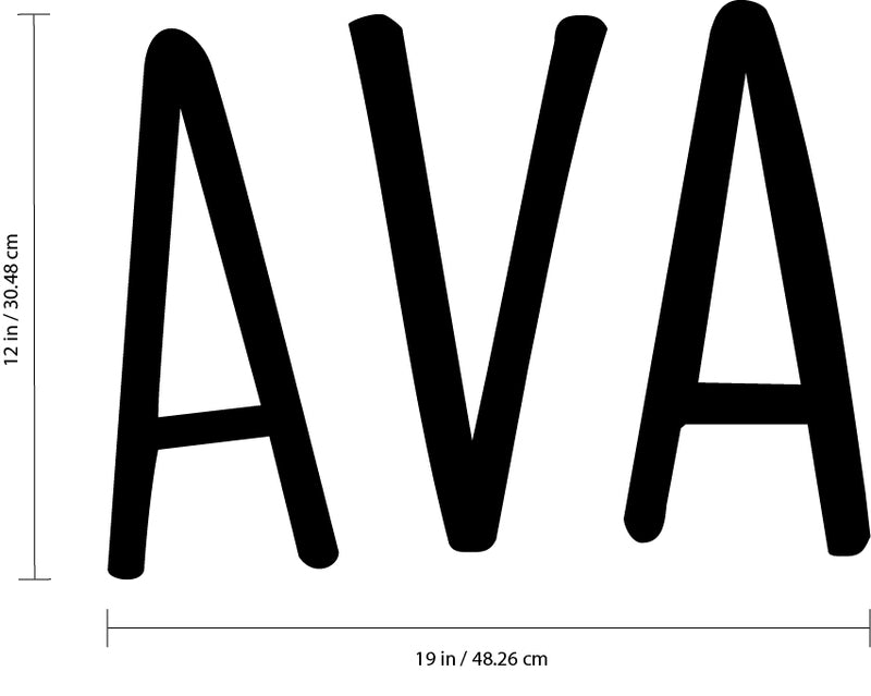 Vinyl Wall Art Decal Girls Custom Name - 'AVA' Custom Text Name - Girls Bedroom Vinyl Wall Decals - Cute Wall Art Decals for Baby Girl Nursery Room Decor 4