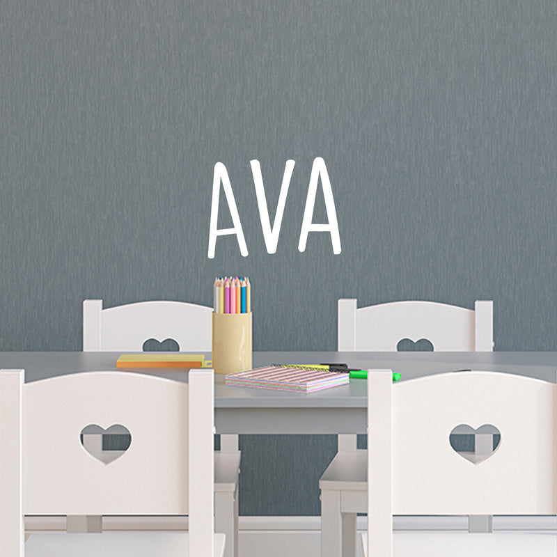 Vinyl Wall Art Decal Girls Custom Name - ’AVA’ Custom Text Name - 12" x 19" - Girls Bedroom Vinyl Wall Decals - Cute Wall Art Decals for Baby Girl Nursery Room Decor (12" x 19"; White Text) 2