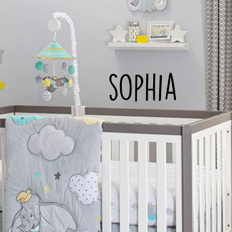 Vinyl Wall Art Decal Girls Custom Name - ’Sophia’ Custom Text Name - 12" x 30" - Girls Bedroom Vinyl Wall Decals - Cute Wall Art Decals for Baby Girl Nursery Room Decor (12" x 30"; Black Text) 2