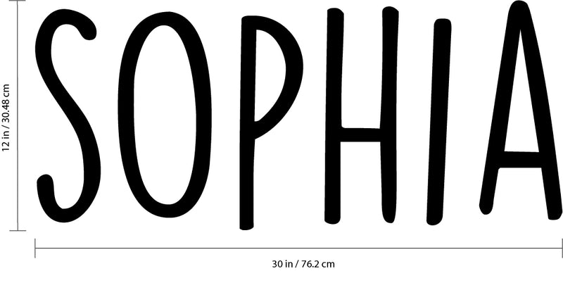 Vinyl Wall Art Decal Girls Custom Name - ’Sophia’ Custom Text Name - 12" x 30" - Girls Bedroom Vinyl Wall Decals - Cute Wall Art Decals for Baby Girl Nursery Room Decor (12" x 30"; Black Text) 3