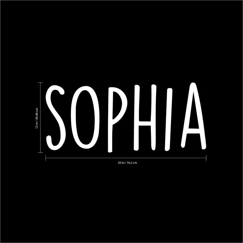 Vinyl Wall Art Decal Girls Custom Name - ’Sophia’ Custom Text Name - 12" x 30" - Girls Bedroom Vinyl Wall Decals - Cute Wall Art Decals for Baby Girl Nursery Room Decor (12" x 30"; White Text) 3