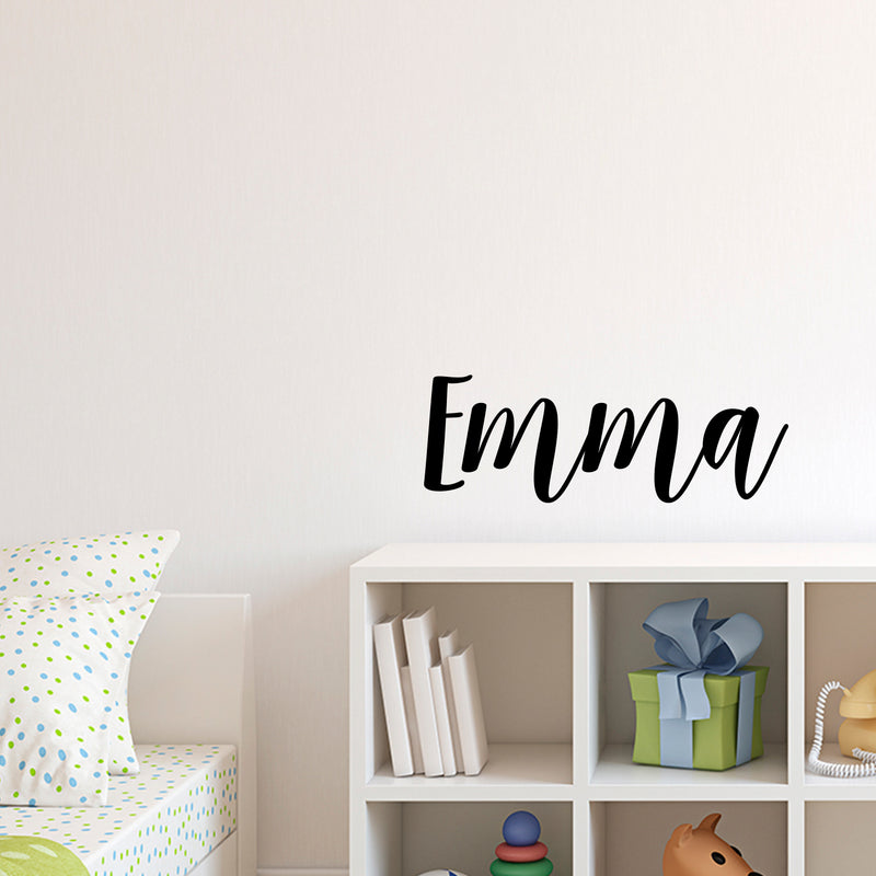 Vinyl Wall Art Decal Girls Custom Name - ’Emma’ Custom Text Name - Girls Bedroom Vinyl Wall Decals - Cute Wall Art Decals for Baby Girl Nursery Room Decor (12" x 26"; Black Text) 2