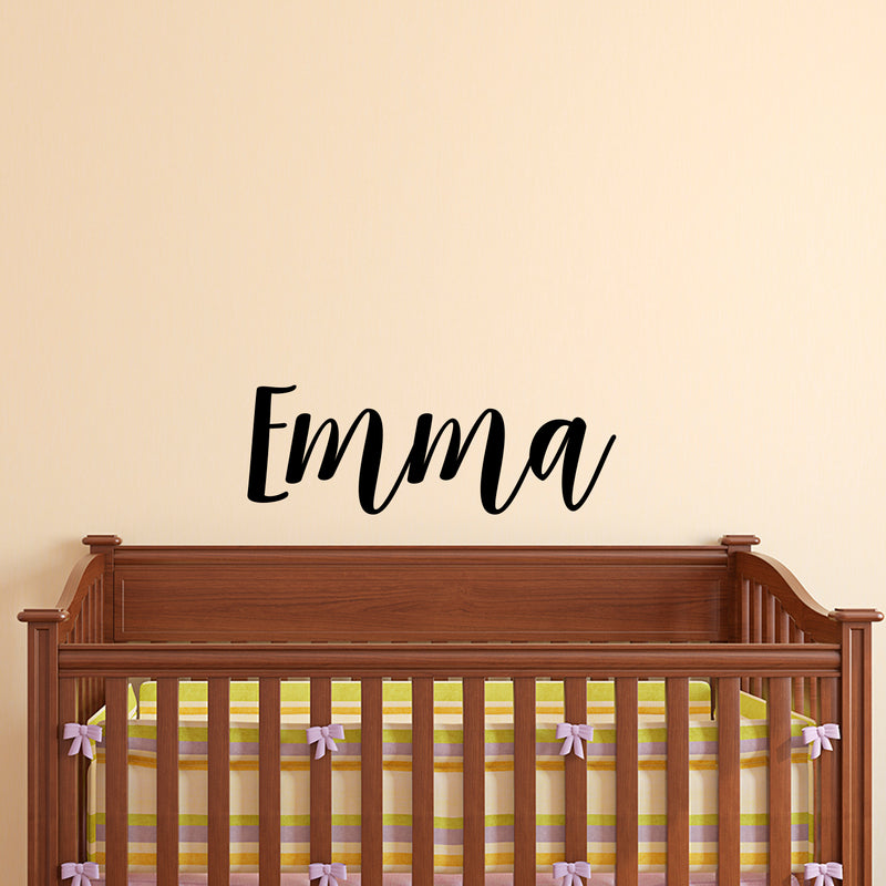 Vinyl Wall Art Decal Girls Custom Name - ’Emma’ Custom Text Name - 12" x 34" - Girls Bedroom Vinyl Wall Decals - Cute Wall Art Decals for Baby Girl Nursery Room Decor (12" x 34"; Black Cursive) 3