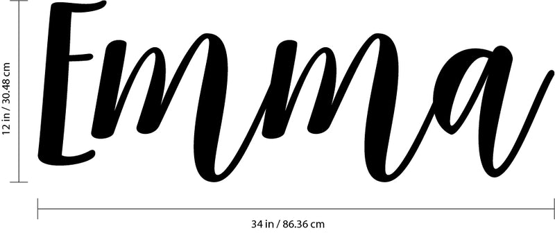 Vinyl Wall Art Decal Girls Custom Name - ’Emma’ Custom Text Name - Girls Bedroom Vinyl Wall Decals - Cute Wall Art Decals for Baby Girl Nursery Room Decor (12" x 26"; Black Text) 4