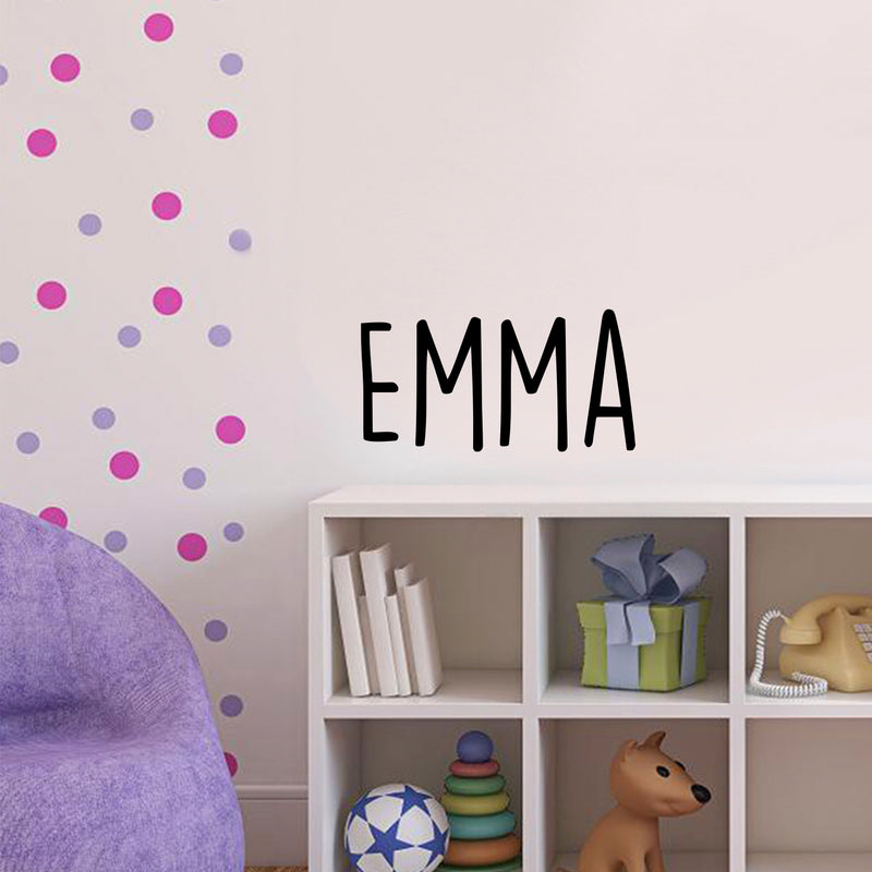 Vinyl Wall Art Decal Girls Custom Name - ’Emma’ Custom Text Name - 12" x 26" - Girls Bedroom Vinyl Wall Decals - Cute Wall Art Decals for Baby Girl Nursery Room Decor (12" x 26"; Black Text) 1