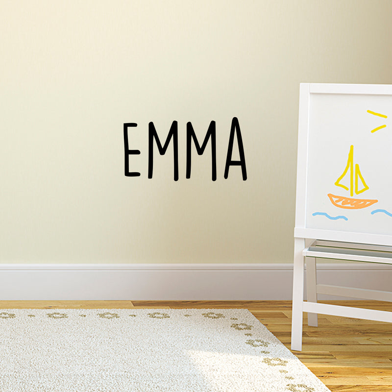 Vinyl Wall Art Decal Girls Custom Name - ’Emma’ Custom Text Name - 12" x 26" - Girls Bedroom Vinyl Wall Decals - Cute Wall Art Decals for Baby Girl Nursery Room Decor (12" x 26"; Black Text) 2