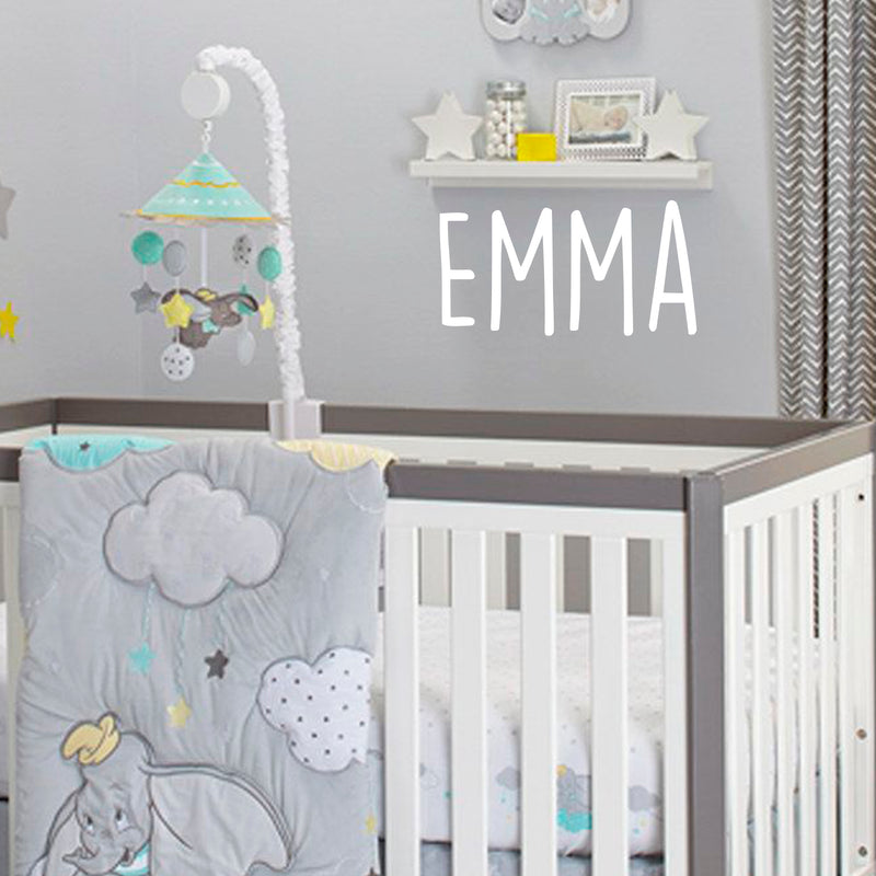 Vinyl Wall Art Decal Girls Custom Name - ’Emma’ Custom Text Name - 12" x 26" - Girls Bedroom Vinyl Wall Decals - Cute Wall Art Decals for Baby Girl Nursery Room Decor (12" x 26"; White Text) 2