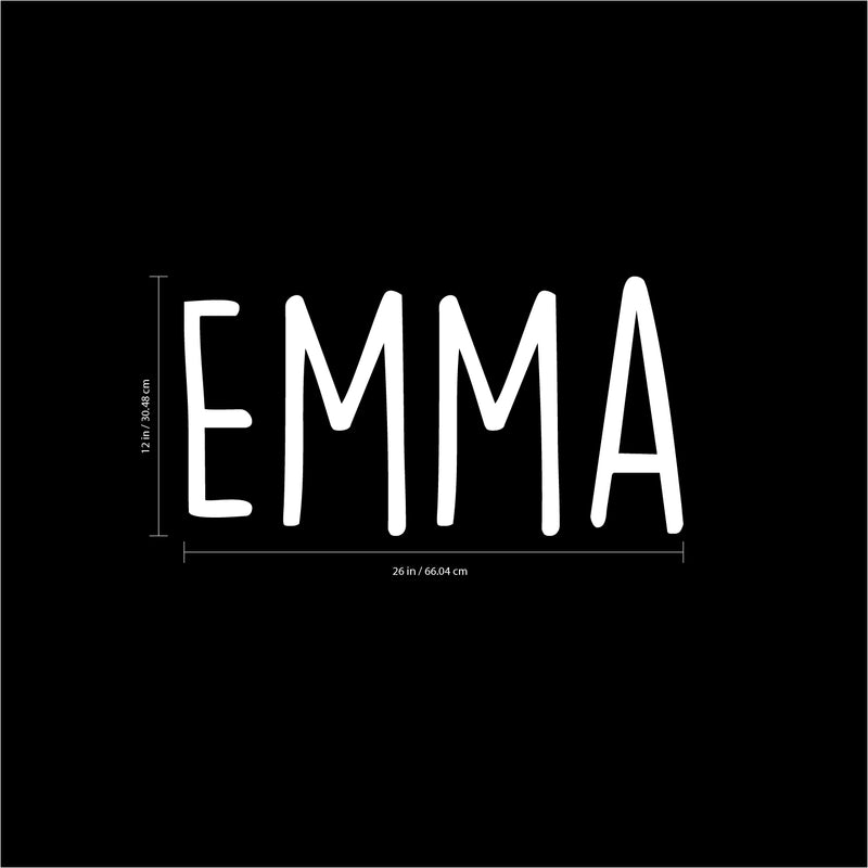 Vinyl Wall Art Decal Girls Custom Name - ’Emma’ Custom Text Name - 12" x 26" - Girls Bedroom Vinyl Wall Decals - Cute Wall Art Decals for Baby Girl Nursery Room Decor (12" x 26"; White Text) 3