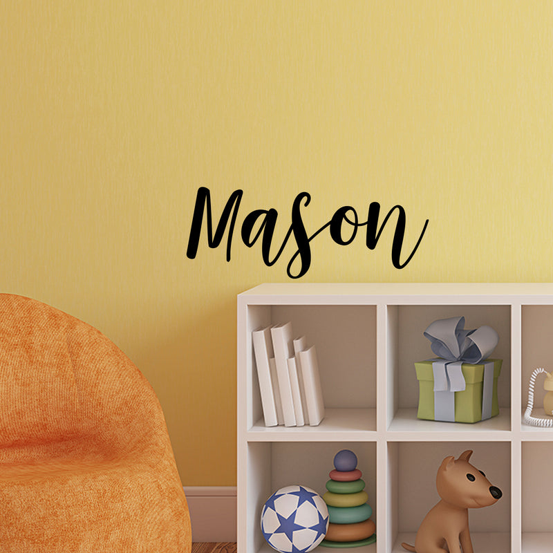 Boys Custom Name Vinyl Wall Art Sticker Decal - ’Mason’ Custom Name - Little Boys Bedroom Vinyl Wall Decals - Cute Wall Art Decals for Baby Boy Nursery Room Decor (12" x 30"; Black Text) 3