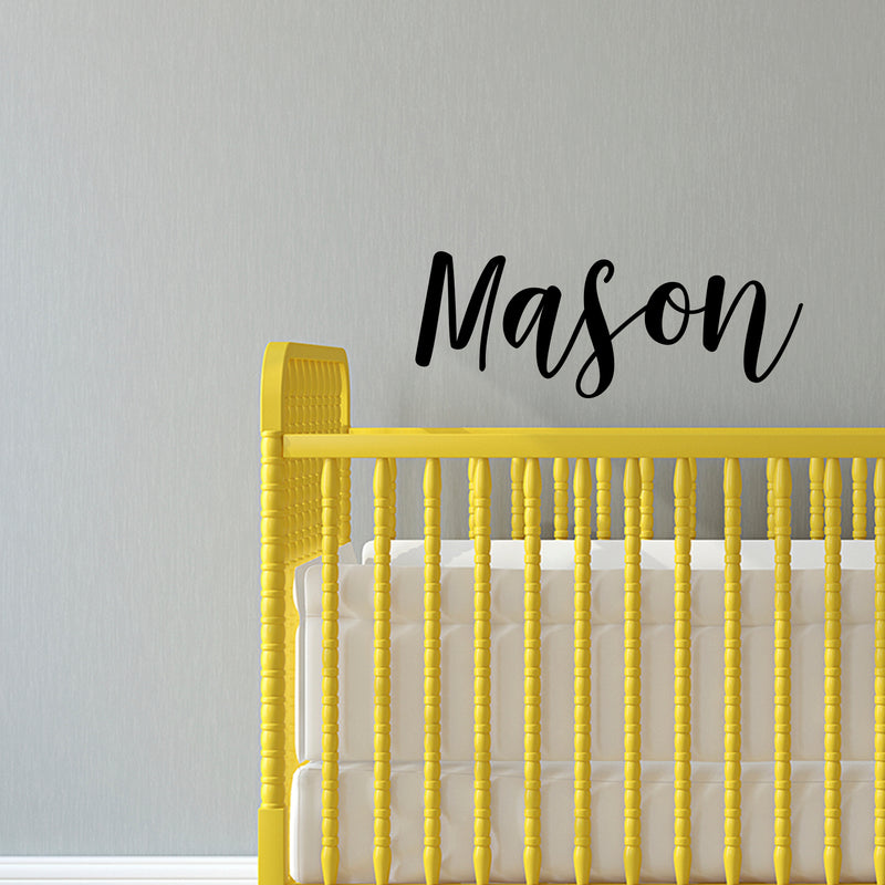 Boys Custom Name Vinyl Wall Art Sticker Decal - ’Mason’ Custom Name - Little Boys Bedroom Vinyl Wall Decals - Cute Wall Art Decals for Baby Boy Nursery Room Decor (12" x 30"; Black Text) 2