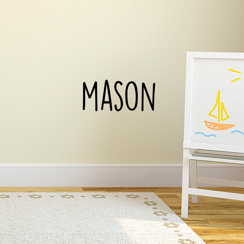 Boys Custom Name Vinyl Wall Art Sticker Decal - ’Mason’ Custom Name 12" x 30" - Little Boys Bedroom Vinyl Wall Decals - Cute Wall Art Decals for Baby Boy Nursery Room Decor (12" x 30"; Black Text) 3