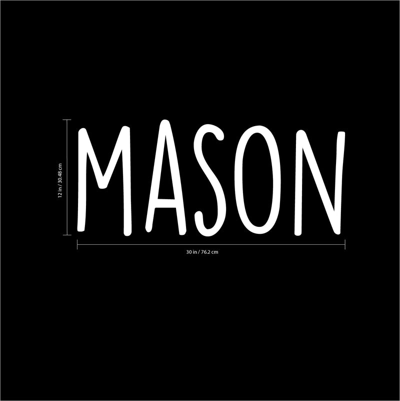 Boys Custom Name Vinyl Wall Art Sticker Decal - ’Mason’ Custom Name 12" x 30" - Little Boys Bedroom Vinyl Wall Decals - Cute Wall Art Decals for Baby Boy Nursery Room Decor (12" x 30"; White Text) 3