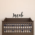 Vinyl Wall Art Decal Boys Custom Name - ’Jacob’ Custom Text Name - 12" x 28" - Little Boys Bedroom Vinyl Wall Decals - Cute Wall Art Decals for Baby Boy Nursery Room Decor (12" x 28"; Black Cursive) 1