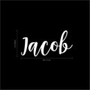 Vinyl Wall Art Decal Boys Custom Name - ’Jacob’ Custom Text Name - 12" x 28" - Little Boys Bedroom Vinyl Wall Decals - Cute Wall Art Decals for Baby Boy Nursery Room Decor (12" x 28"; White Cursive) 4