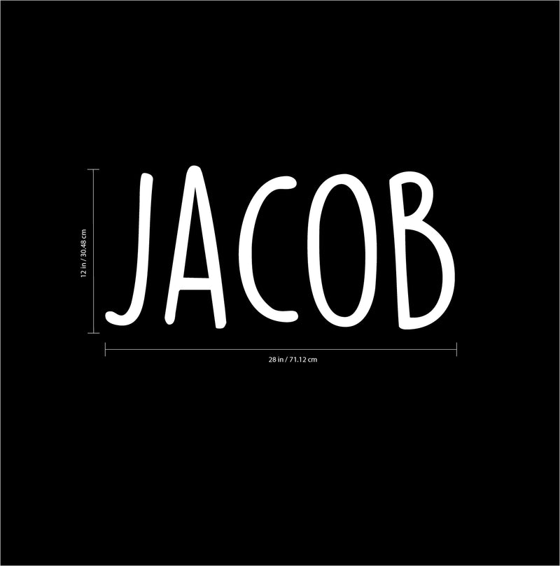 Vinyl Wall Art Decal Boys Custom Name - ’Jacob’ Custom Text Name - 12" x 28" - Little Boys Bedroom Vinyl Wall Decals - Cute Wall Art Decals for Baby Boy Nursery Room Decor (12" x 28"; White Text) 4