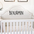 Vinyl Wall Art Decal Boys Custom Name - ’Benjamin’ Custom Text Name- Little Boys Bedroom Vinyl Wall Decals - Cute Wall Art for Baby Boy Nursery Room Decor (10" x 34"; Black Text) 3