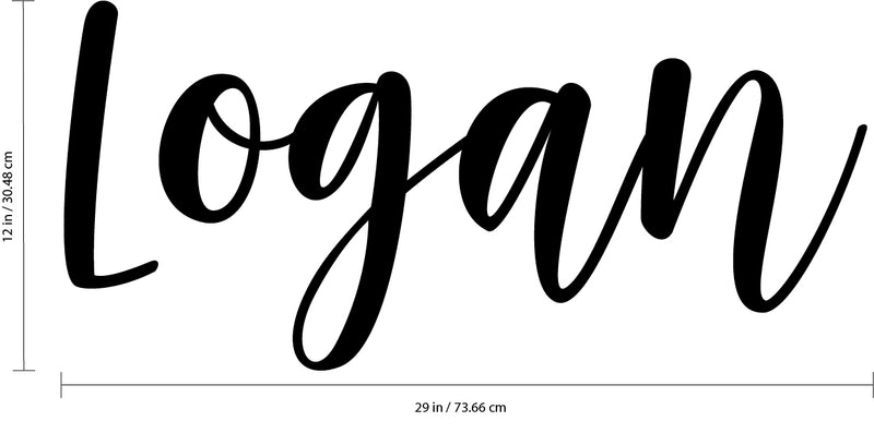 Vinyl Wall Art Decal Boys Custom Name - ’Logan’ Custom Text Name - 12" x 29" - Little Boys Bedroom Vinyl Wall Decals - Cute Wall Art Decals for Baby Boy Nursery Room Decor (12" x 29"; Black Cursive) 3