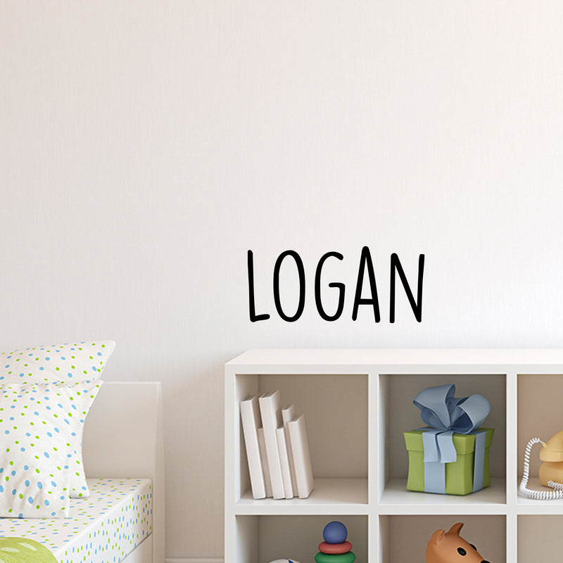 Vinyl Wall Art Decal Boys Custom Name - ’Logan’ Custom Text Name - 12" x 29" - Little Boys Bedroom Vinyl Wall Decals - Cute Wall Art Decals for Baby Boy Nursery Room Decor (12" x 29"; Black Text) 2