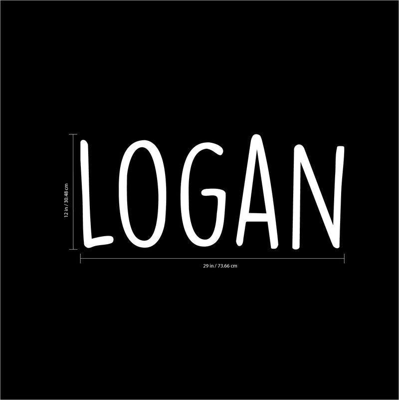 Vinyl Wall Art Decal Boys Custom Name - ’Logan’ Custom Text Name - 12" x 29" - Little Boys Bedroom Vinyl Wall Decals - Cute Wall Art Decals for Baby Boy Nursery Room Decor (12" x 29"; White Text) 3