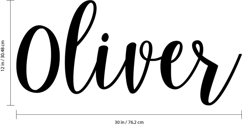 Vinyl Wall Art Decal Boys Custom Name - ’Oliver’ Custom Text Name - Little Boys Bedroom Vinyl Wall Decals - Cute Wall Art Decals for Baby Boy Nursery Room Decor (12" x 30"; Black Cursive) 4