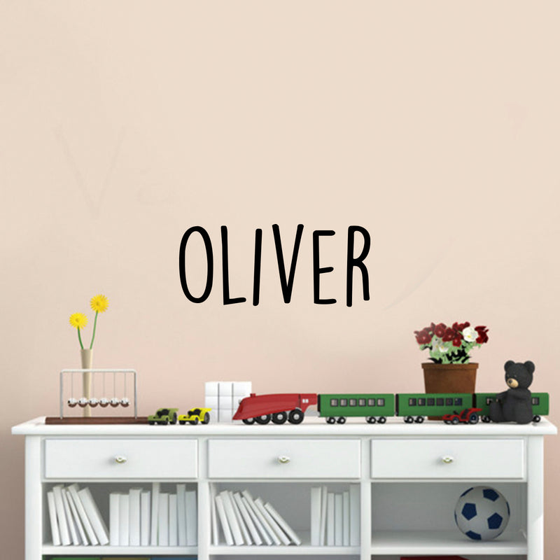 Vinyl Wall Art Decal Boys Custom Name - ’Oliver’ Custom Text Name - 12" x 30" - Little Boys Bedroom Vinyl Wall Decals - Cute Wall Art Decals for Baby Boy Nursery Room Decor (12" x 30"; Black Text) 3