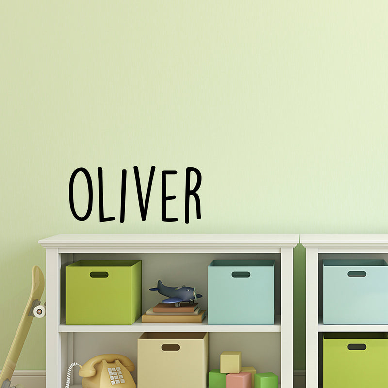 Vinyl Wall Art Decal Boys Custom Name - ’Oliver’ Custom Text Name - 12" x 30" - Little Boys Bedroom Vinyl Wall Decals - Cute Wall Art Decals for Baby Boy Nursery Room Decor (12" x 30"; Black Text) 2