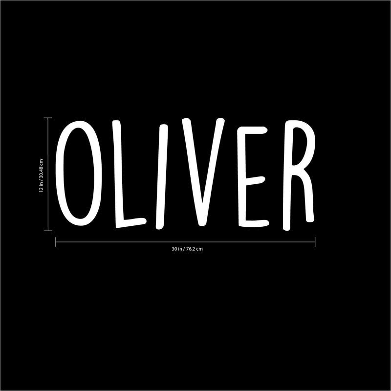 Vinyl Wall Art Decal Boys Custom Name - ’Oliver’ Custom Text Name - 12" x 30" - Little Boys Bedroom Vinyl Wall Decals - Cute Wall Art Decals for Baby Boy Nursery Room Decor (12" x 30"; White Text) 4