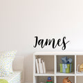 Vinyl Wall Art Decal Boys Custom Name - ’James’ Custom Text Name - Little Boys Bedroom Vinyl Wall Decals - Cute Wall Art Decals for Baby Boy Nursery Room Decor (12" x 29"; Black Text) 3