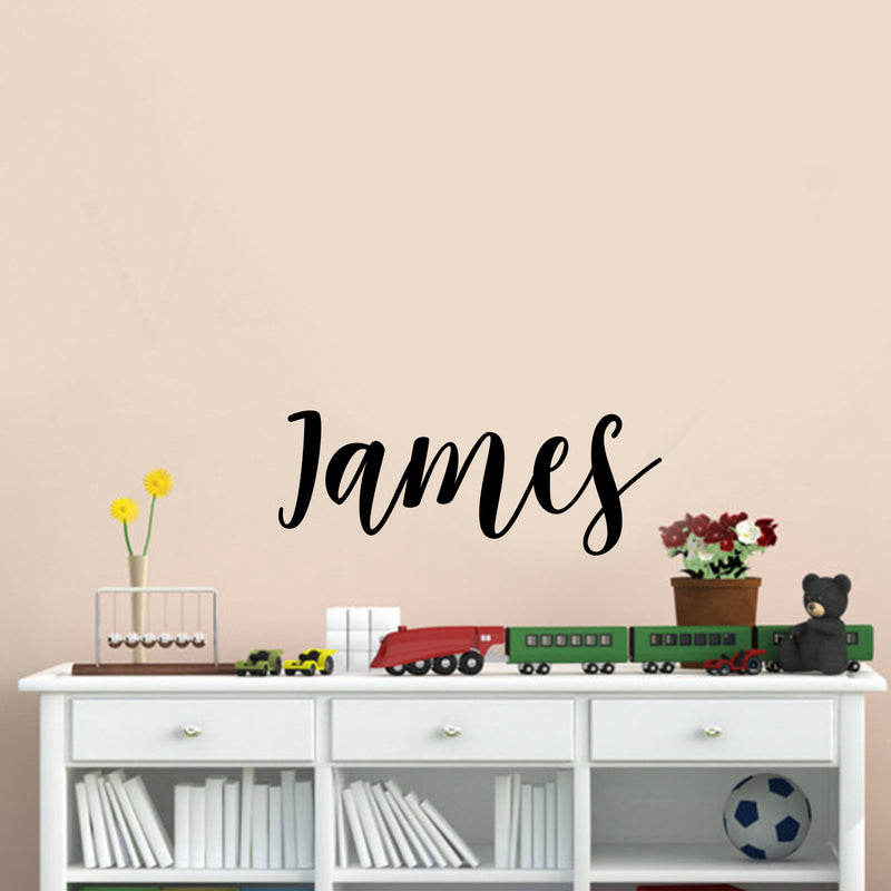 Vinyl Wall Art Decal Boys Custom Name - ’James’ Custom Text Name - Little Boys Bedroom Vinyl Wall Decals - Cute Wall Art Decals for Baby Boy Nursery Room Decor (12" x 29"; Black Text) 2