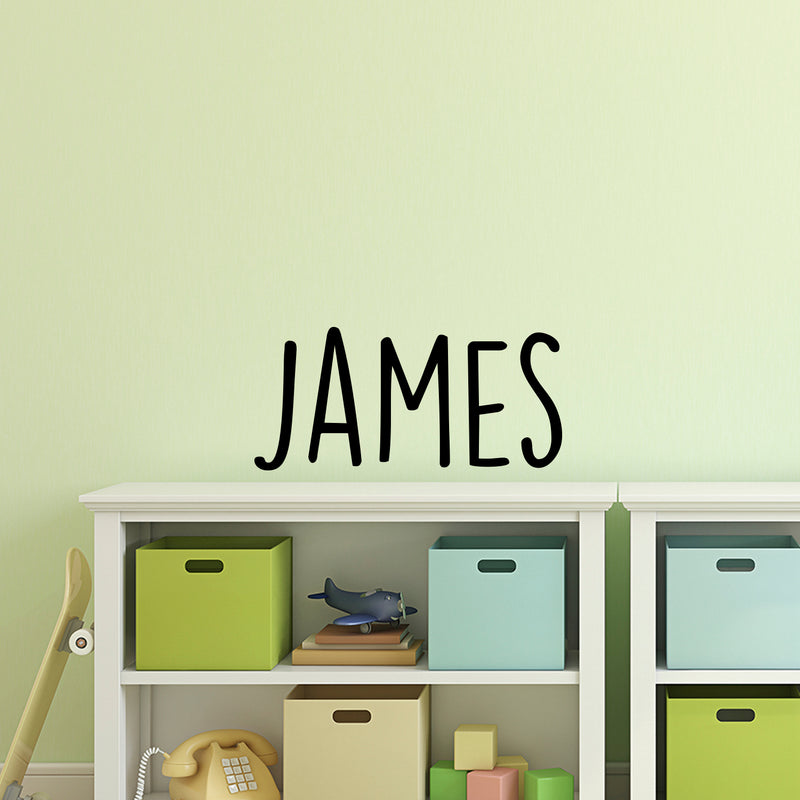 Vinyl Wall Art Decal Boys Custom Name - ’James’ Custom Text Name - 12" x 29" - Little Boys Bedroom Vinyl Wall Decals - Cute Wall Art Decals for Baby Boy Nursery Room Decor (12" x 29"; Black Text) 2