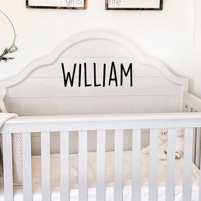 Vinyl Wall Art Decal Boys Custom Name - ’William’ Custom Text Name - 12" x 34" - Little Boys Bedroom Vinyl Wall Decals - Cute Wall Art Decals for Baby Boy Nursery Room Decor (12" x 34"; Black Text) 1