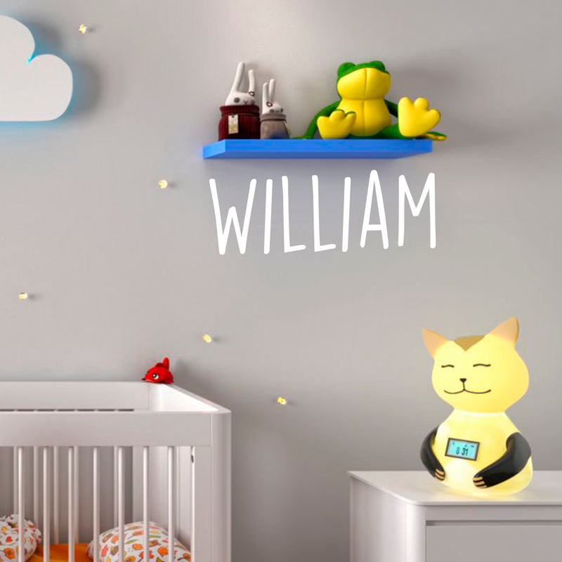 Vinyl Wall Art Decal Boys Custom Name - ’William’ Custom Text Name - 12" x 34" - Little Boys Bedroom Vinyl Wall Decals - Cute Wall Art Decals for Baby Boy Nursery Room Decor (12" x 34"; White Text) 3