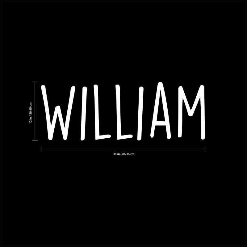 Vinyl Wall Art Decal Boys Custom Name - ’William’ Custom Text Name - 12" x 34" - Little Boys Bedroom Vinyl Wall Decals - Cute Wall Art Decals for Baby Boy Nursery Room Decor (12" x 34"; White Text) 4