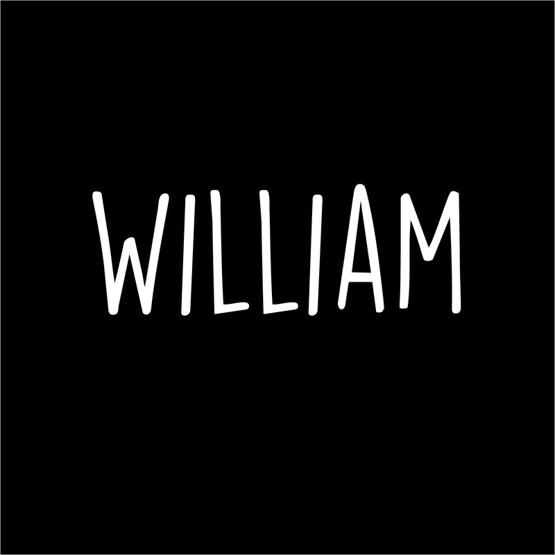 Vinyl Wall Art Decal Boys Custom Name - ’William’ Custom Text Name - 12" x 34" - Little Boys Bedroom Vinyl Wall Decals - Cute Wall Art Decals for Baby Boy Nursery Room Decor (12" x 34"; White Text) 1