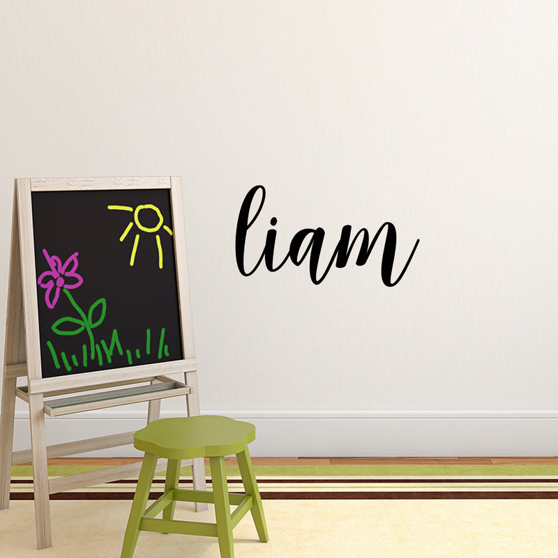 Vinyl Wall Art Decal Boys Custom Name - ’Liam’ Custom Text Name- Little Boys Bedroom Vinyl Wall Decals - Cute Wall Art Decals for Baby Boy Nursery Room Decor (12" x 23"; Black Text) 2