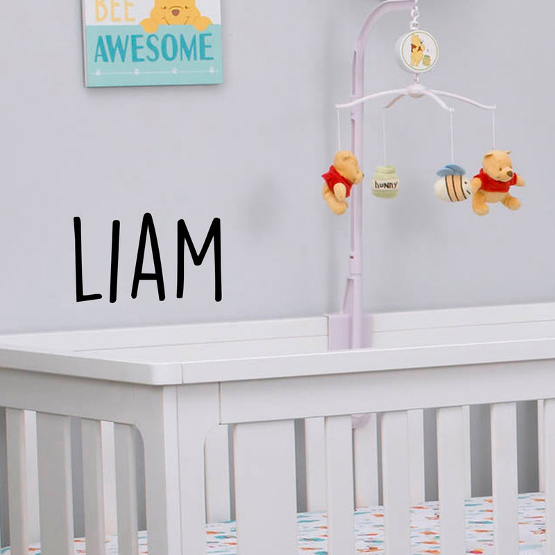 Vinyl Wall Art Decal Boys Custom Name - ’Liam’ Custom Text Name- 12" x 23" - Little Boys Bedroom Vinyl Wall Decals - Cute Wall Art Decals for Baby Boy Nursery Room Decor (12" x 23"; Black Text) 1