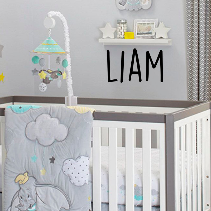 Vinyl Wall Art Decal Boys Custom Name - ’Liam’ Custom Text Name- 12" x 23" - Little Boys Bedroom Vinyl Wall Decals - Cute Wall Art Decals for Baby Boy Nursery Room Decor (12" x 23"; Black Text) 2