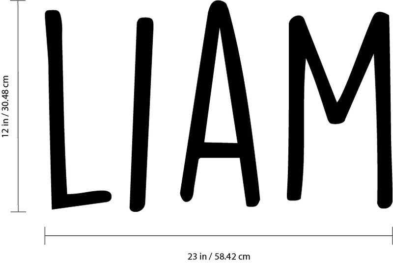 Vinyl Wall Art Decal Boys Custom Name - ’Liam’ Custom Text Name- 12" x 23" - Little Boys Bedroom Vinyl Wall Decals - Cute Wall Art Decals for Baby Boy Nursery Room Decor (12" x 23"; Black Text) 3