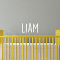 Vinyl Wall Art Decal Boys Custom Name - ’Liam’ Custom Text Name- 12" x 23" - Little Boys Bedroom Vinyl Wall Decals - Cute Wall Art Decals for Baby Boy Nursery Room Decor (12" x 23"; White Text) 1